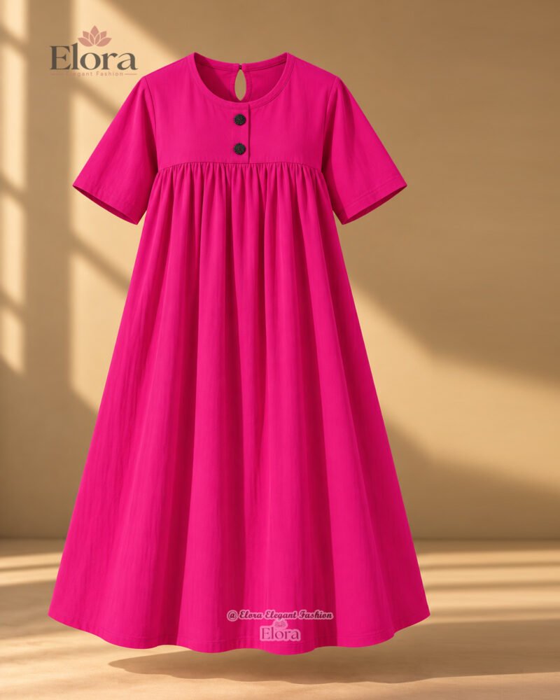 Elora Plus Size Solid Cotton Tunic Top – Magenta Pink