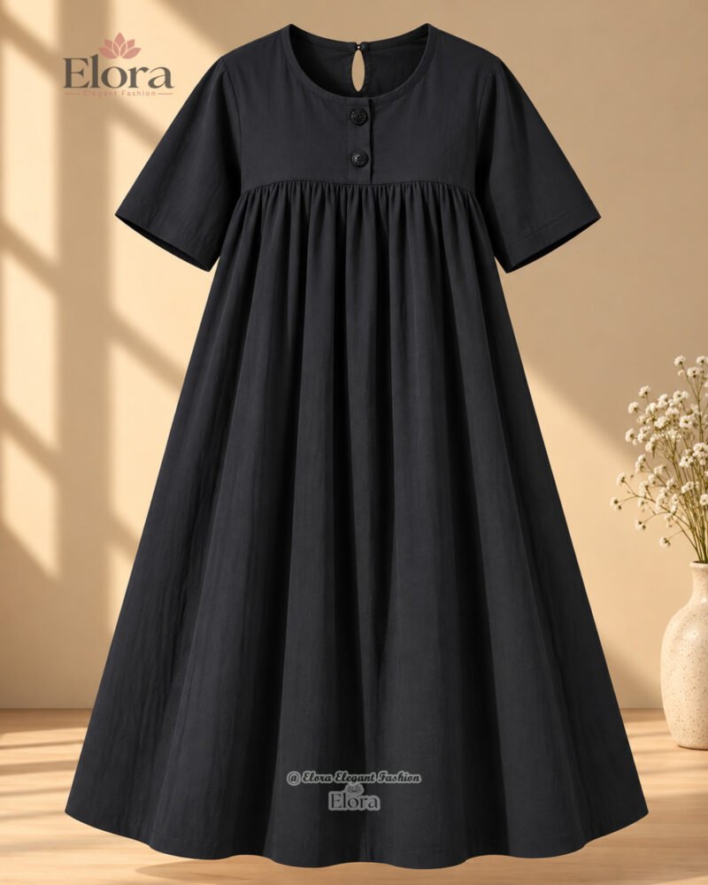Elora Plus Size Solid Cotton Tunic Top – Black