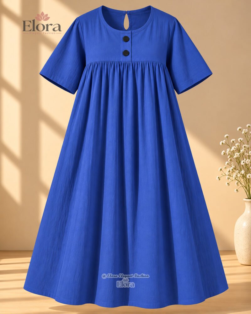 Elora Plus Size Solid Cotton Tunic Top – Royal Blue