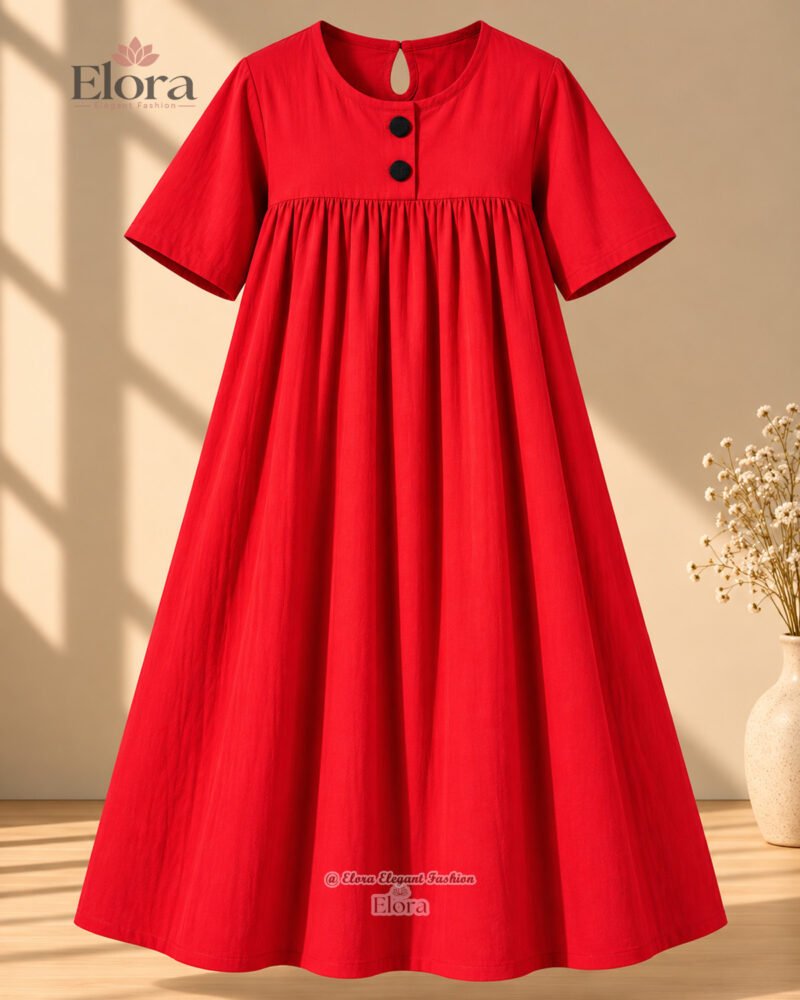 Elora Plus Size Solid Cotton Homewear Tunic Top – Crimson Red