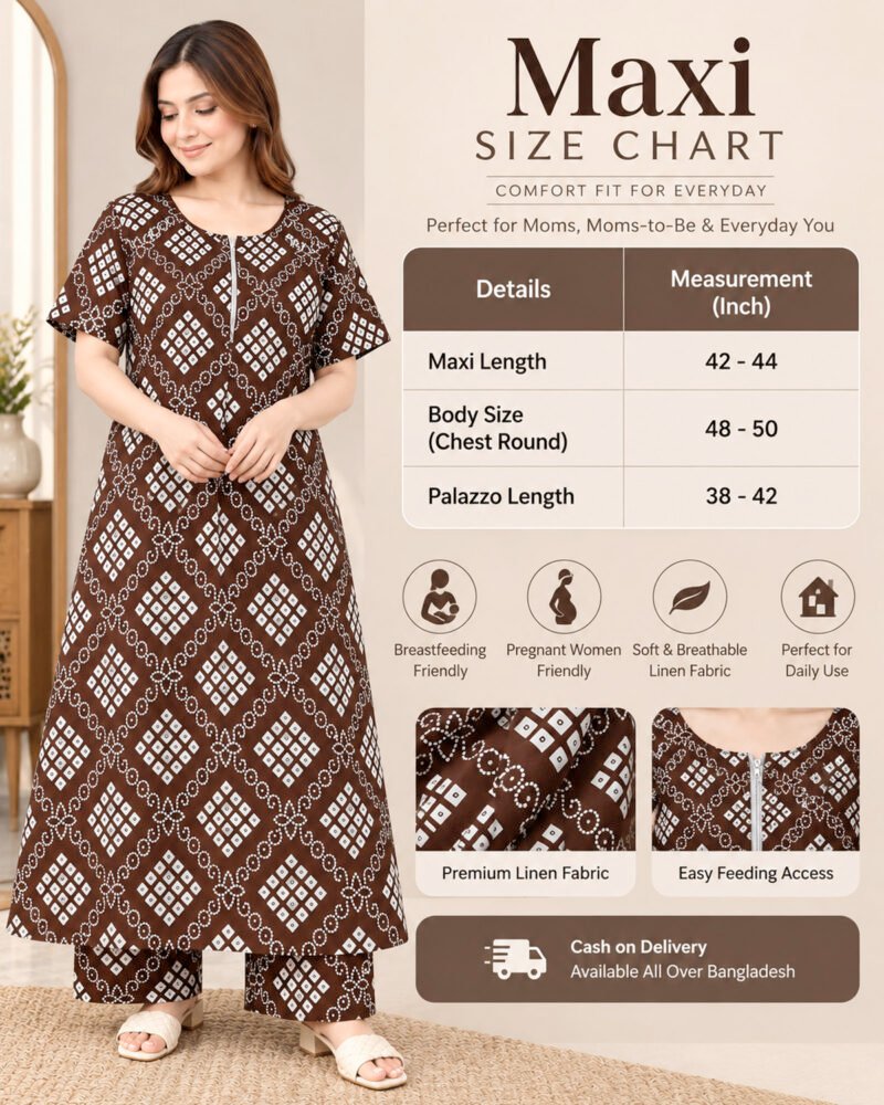 Premium Linen Maxi Set – Feeding & Maternity Friendly - Image 3