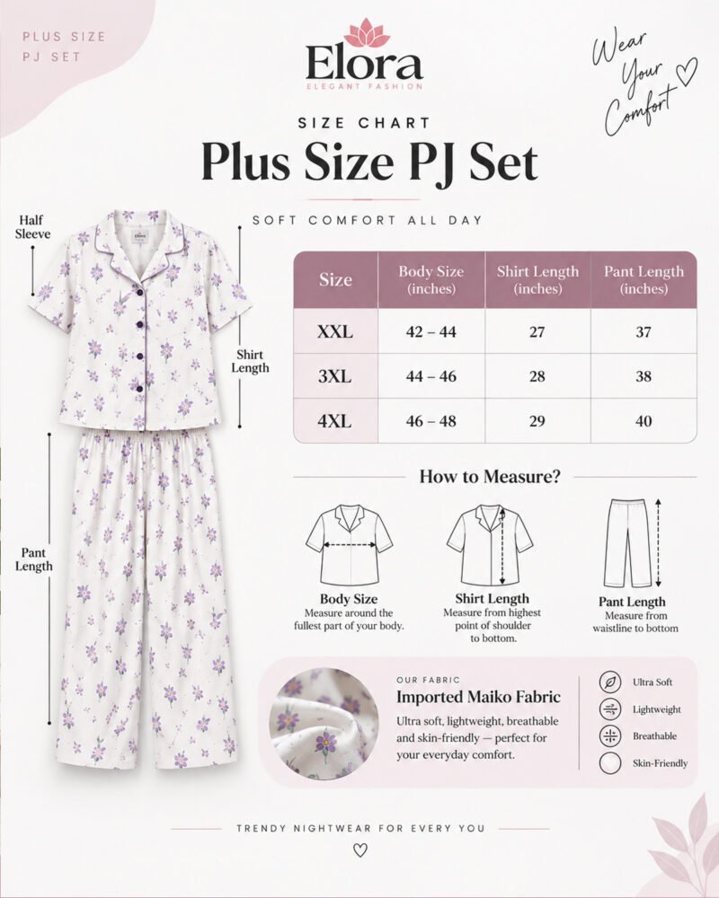 Elora Premium Plus size Pink Hello Kitty PJ Set - Image 4