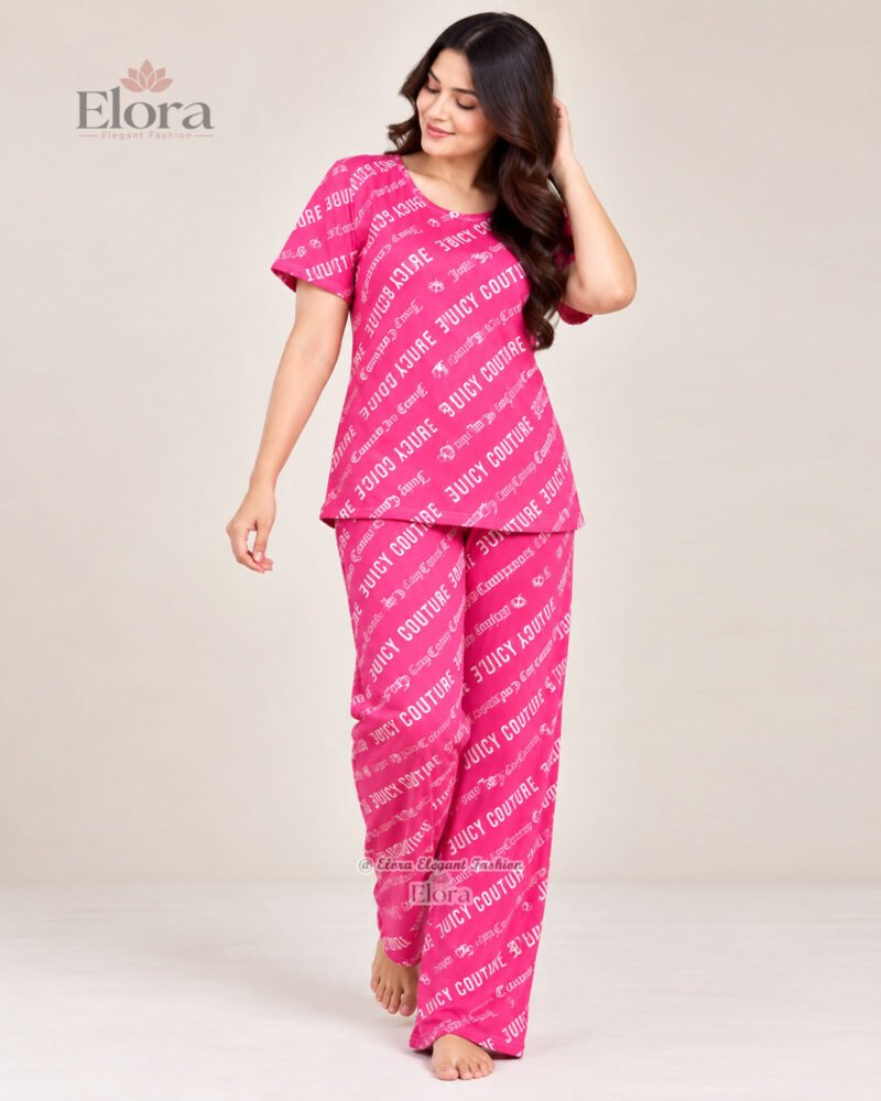 Elora Premium Typography Printed Genji Set – Magenta - Image 3