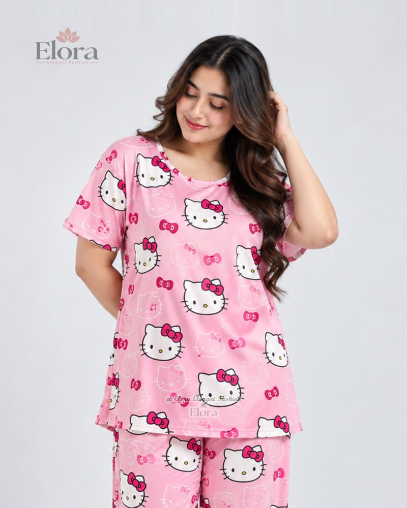 Elora Premium Cute Kitty Printed Genji Set