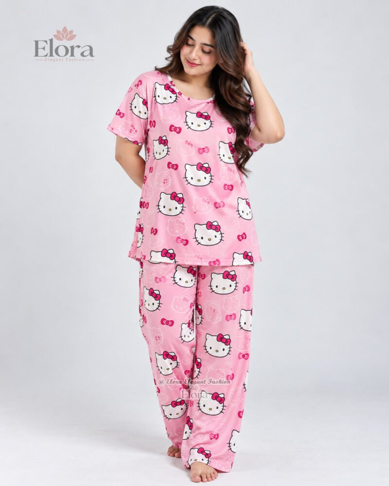 Elora Premium Cute Kitty Printed Genji Set - Image 2