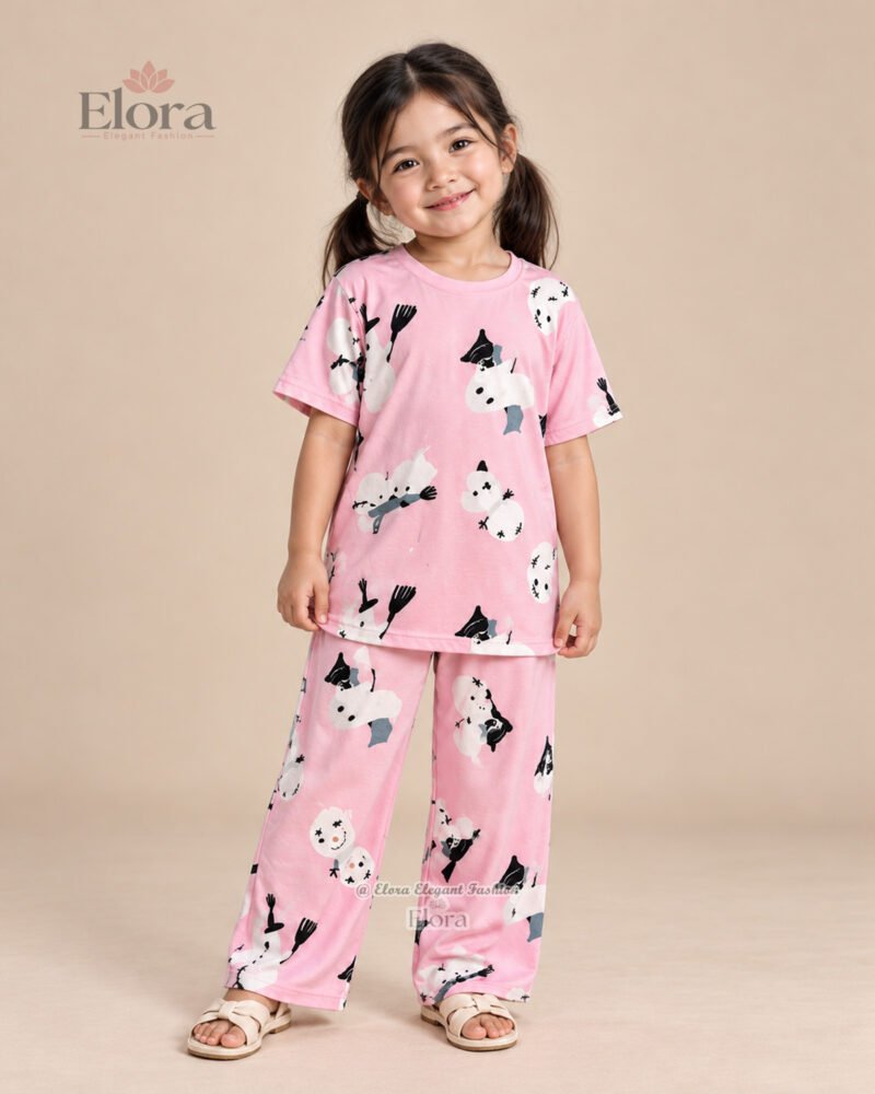 Child Premium Micro Fabric Genji Set - Bubblegum Snowman