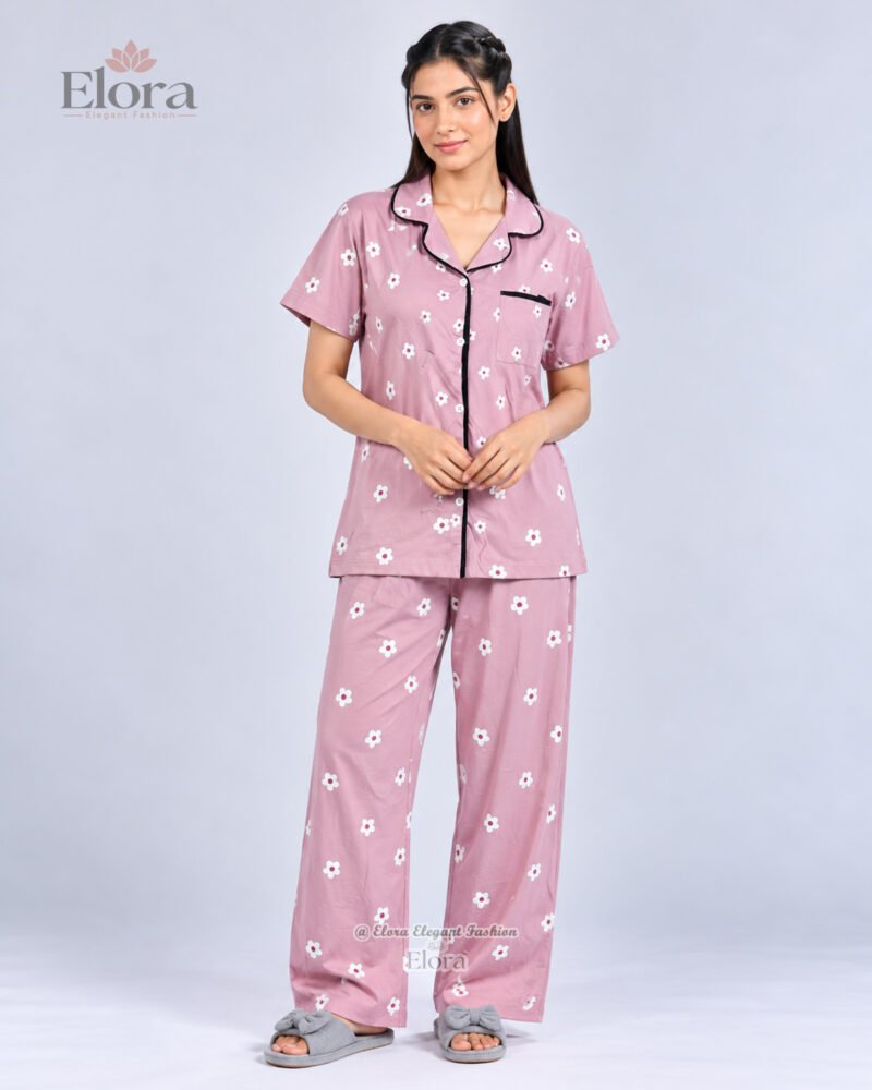 Elora Premium Lilac Daisy Floral PJ Set - Image 2