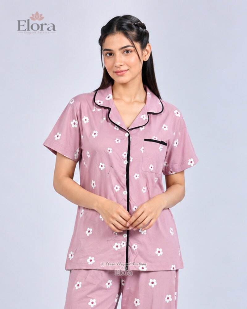 Elora Premium Lilac Daisy Floral PJ Set