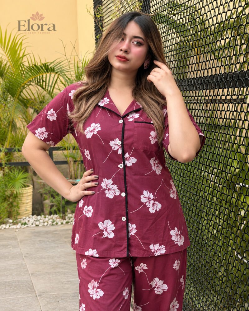 Elora Premium Rich Merlot Garden PJ Set - Image 2