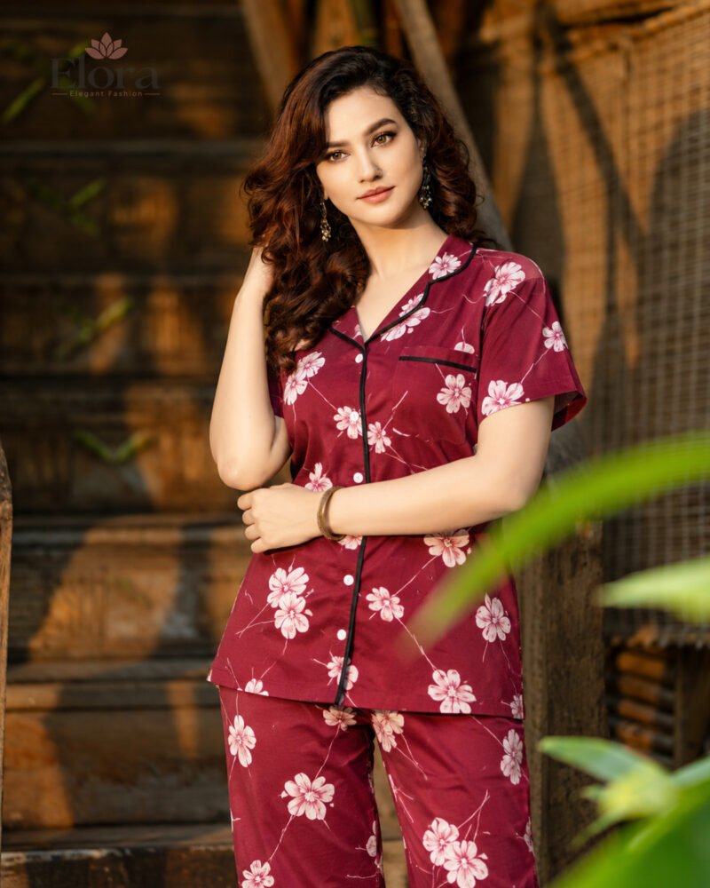 Elora Premium Rich Merlot Garden PJ Set