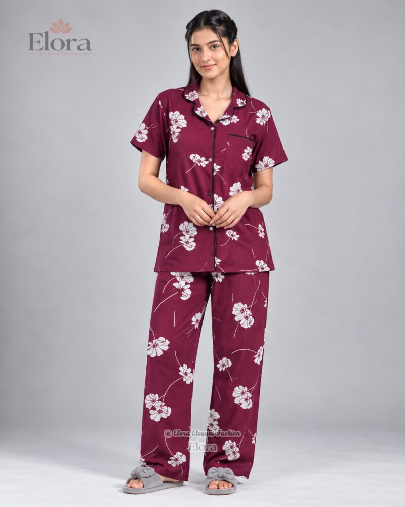 Elora Premium Rich Merlot Garden PJ Set - Image 3