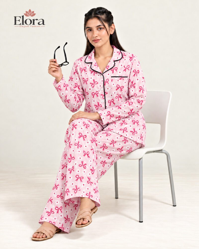 Elora Premium Full Sleeve PJ Set in Blush Pink