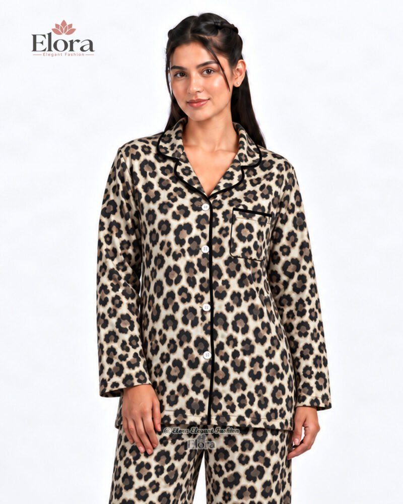 Elora Golden Leopard Premium Full Sleeve PJ Set - Image 3
