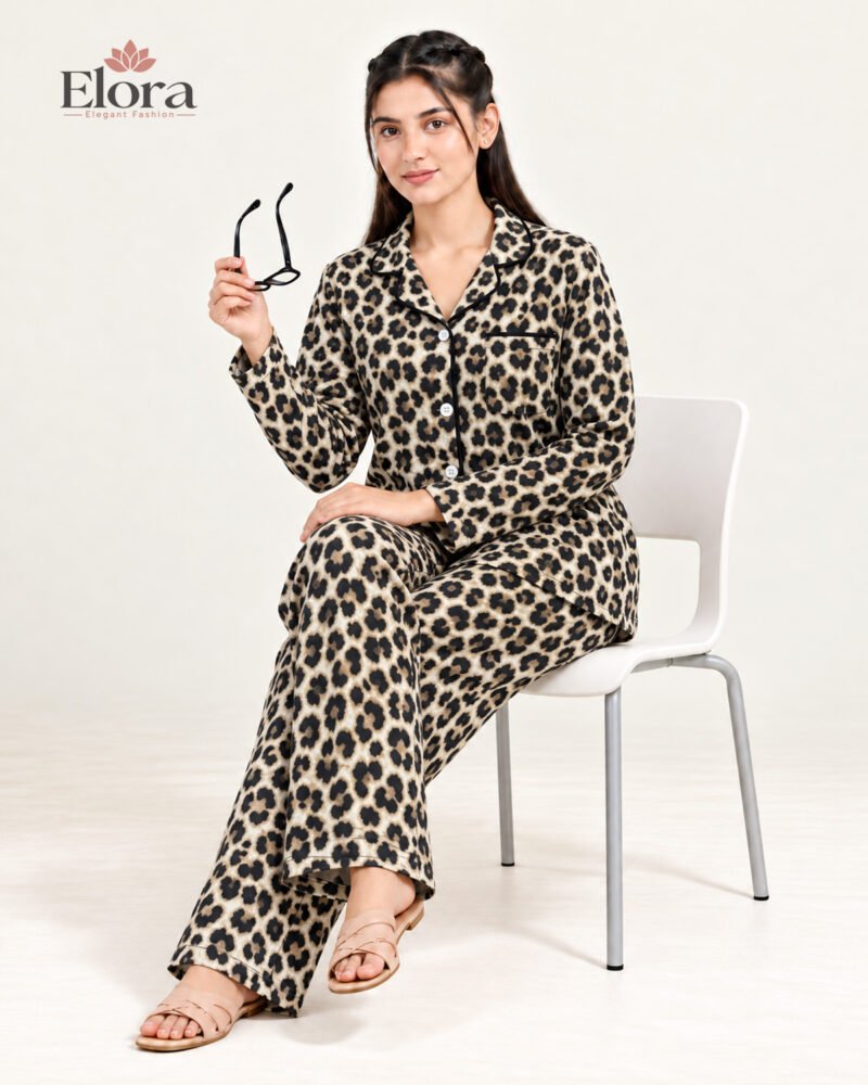 Elora Golden Leopard Premium Full Sleeve PJ Set