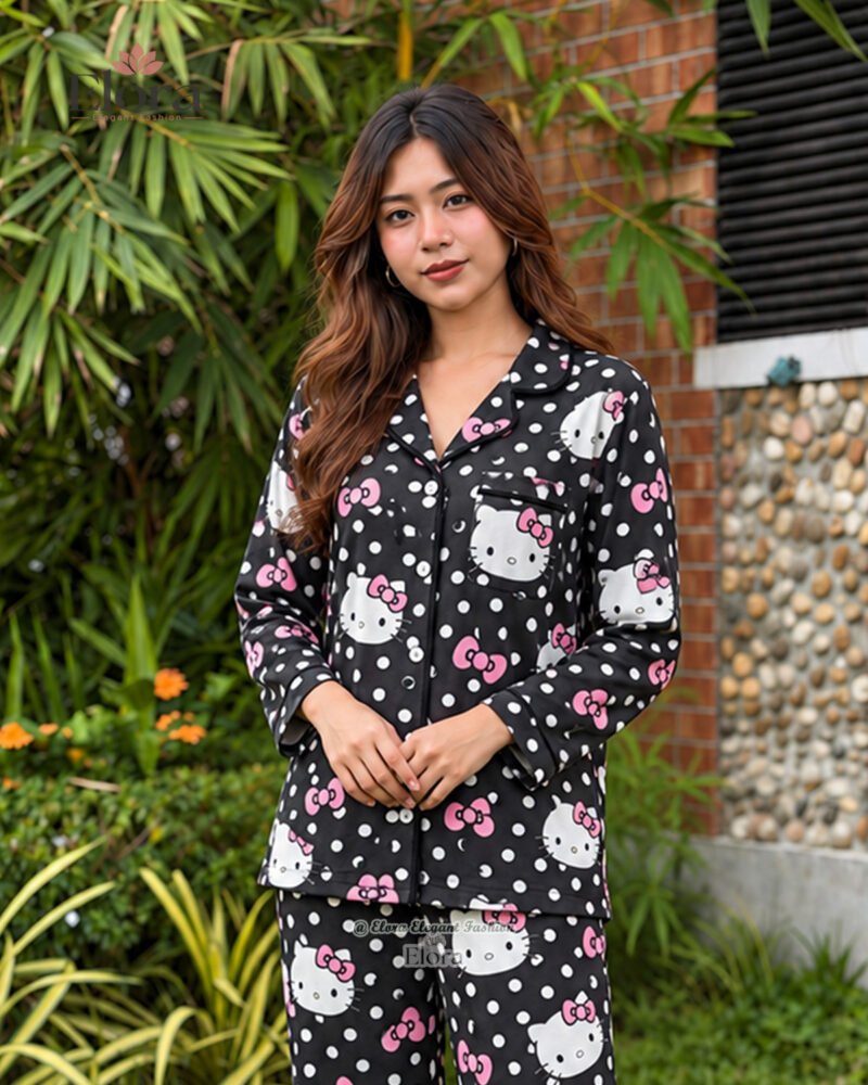 Elora Midnight Kitty Premium Full Sleeve PJ Set - Image 2