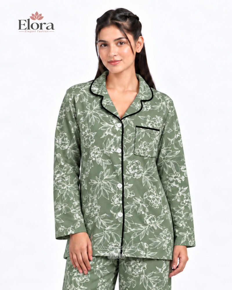 Elora Sage Garden Floral Full Sleeve PJ Set - Image 2