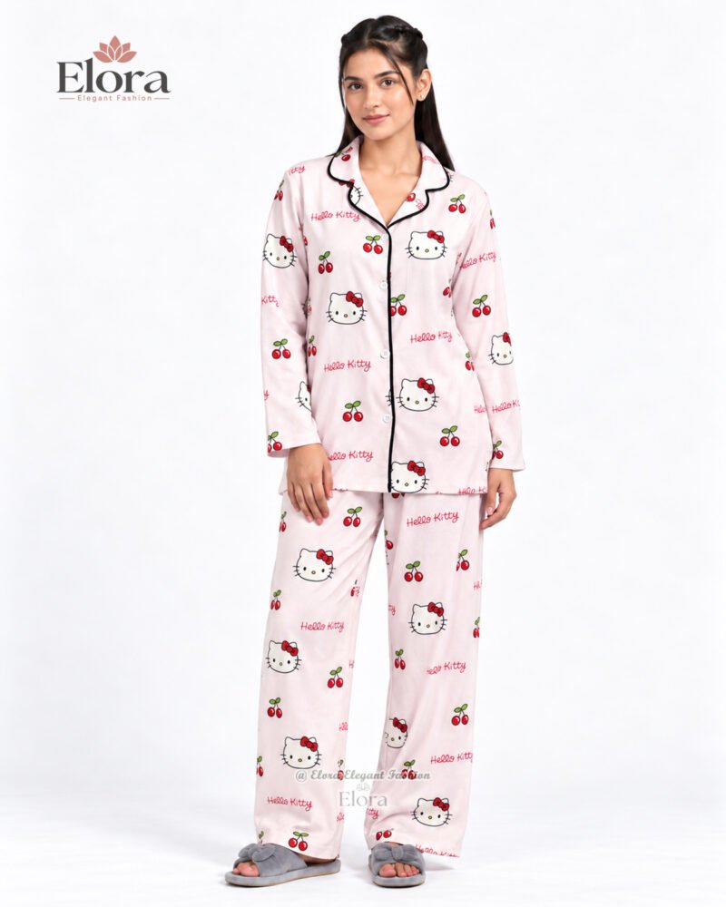 Elora Cherry Kitty Premium Full Sleeve PJ Set - Image 2
