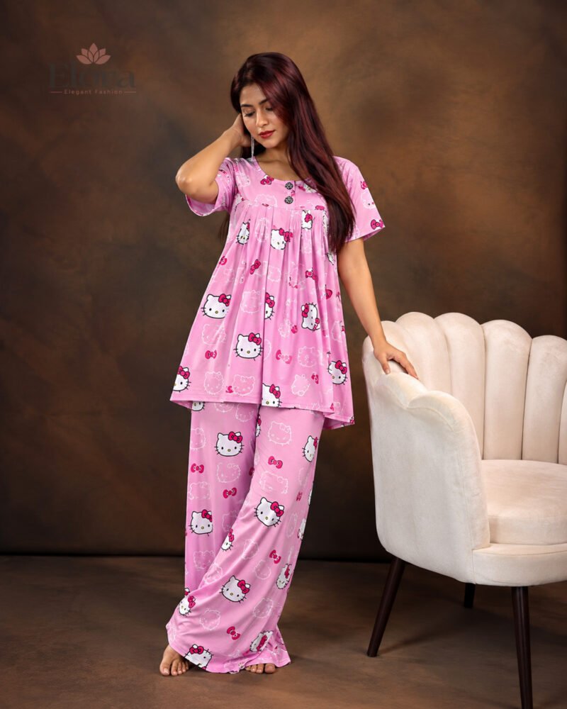 Elora Women’s Plus Size Soft Printed Tunic Set – Lavender Pink