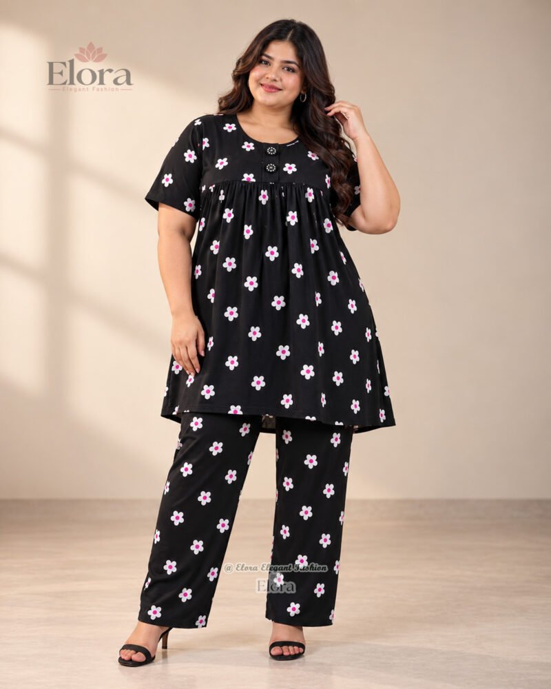 Elora Women’s Plus Size Soft Classic Daisy Tunic Set - Image 3