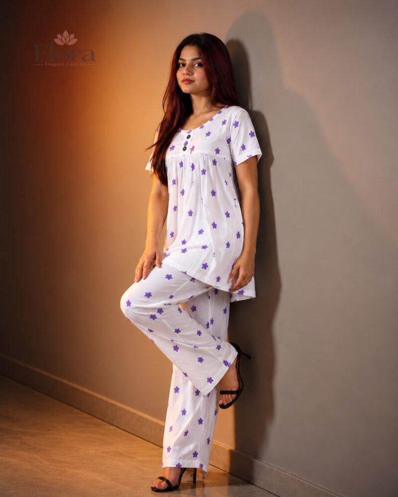 Elora Women’s Plus Size Soft Fresh Floral Tunic Set - Image 3