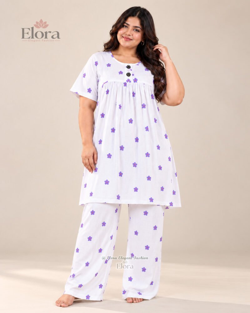 Elora Women’s Plus Size Soft Fresh Floral Tunic Set