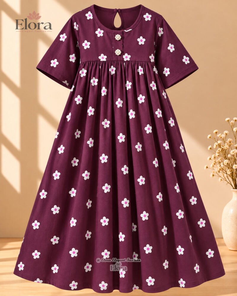 Elora Burgundy Plum Daisy Plus Size Tunic Top - Image 2