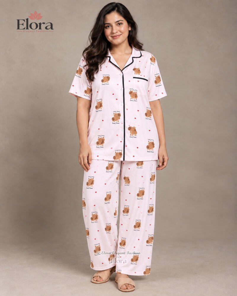 Premium Plus Size Blush Pink Capybara PJ Set - Image 3