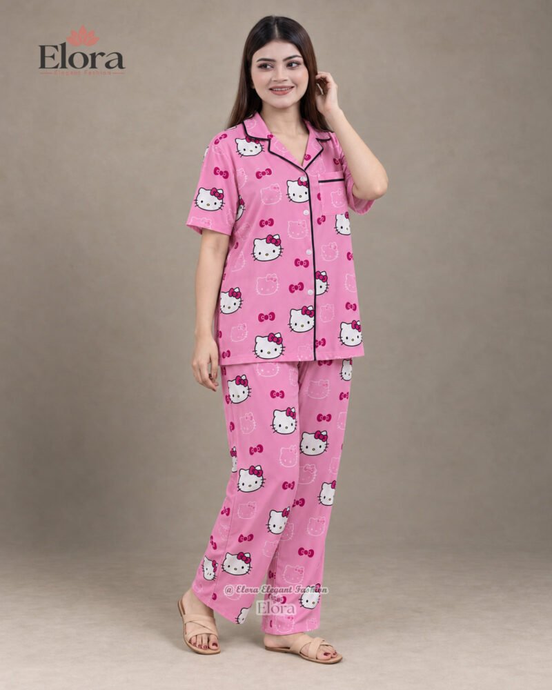 Elora Premium Plus size Pink Hello Kitty PJ Set - Image 2