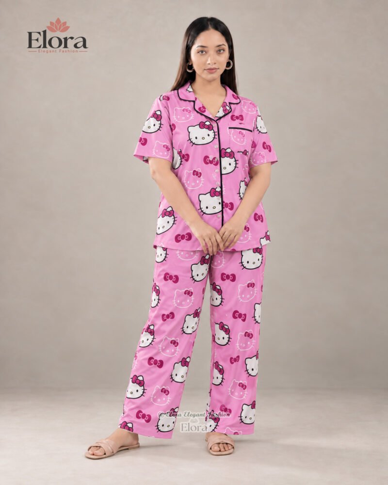 Elora Premium Plus size Pink Hello Kitty PJ Set