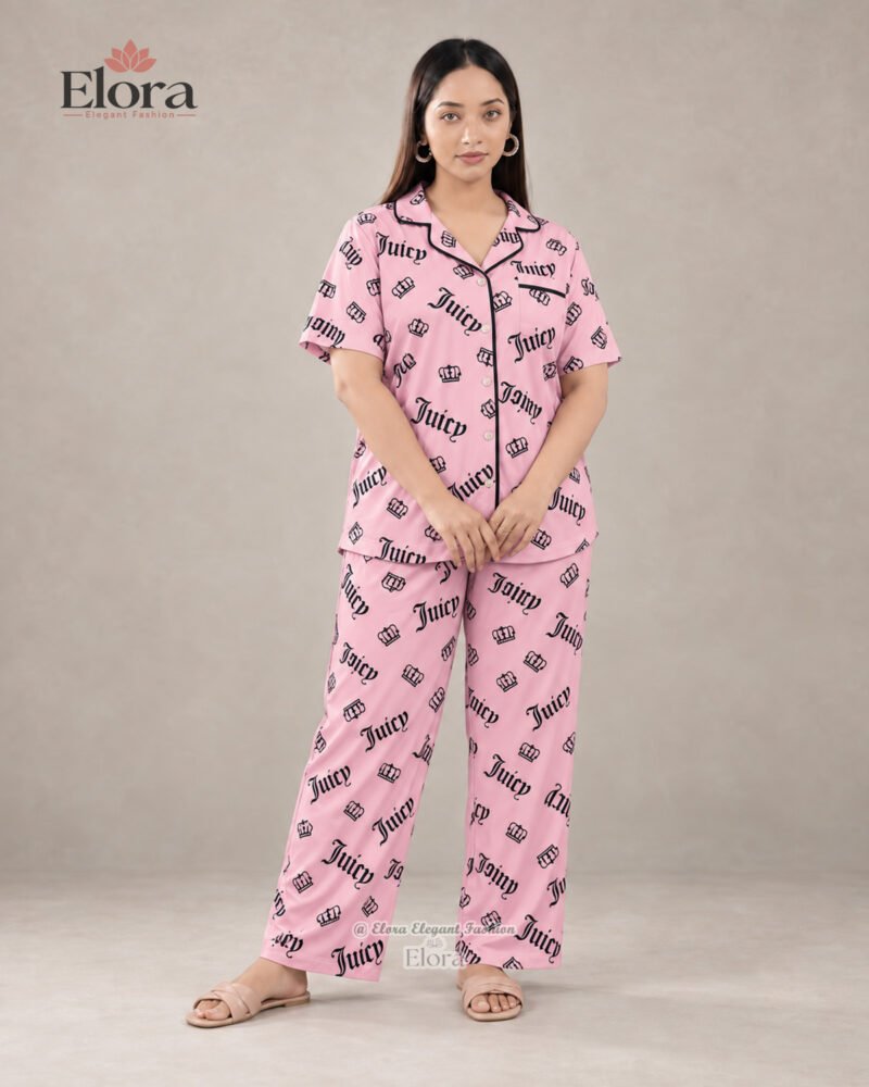 Premium Plus Size Powder Pink Gothic PJ Set - Image 2