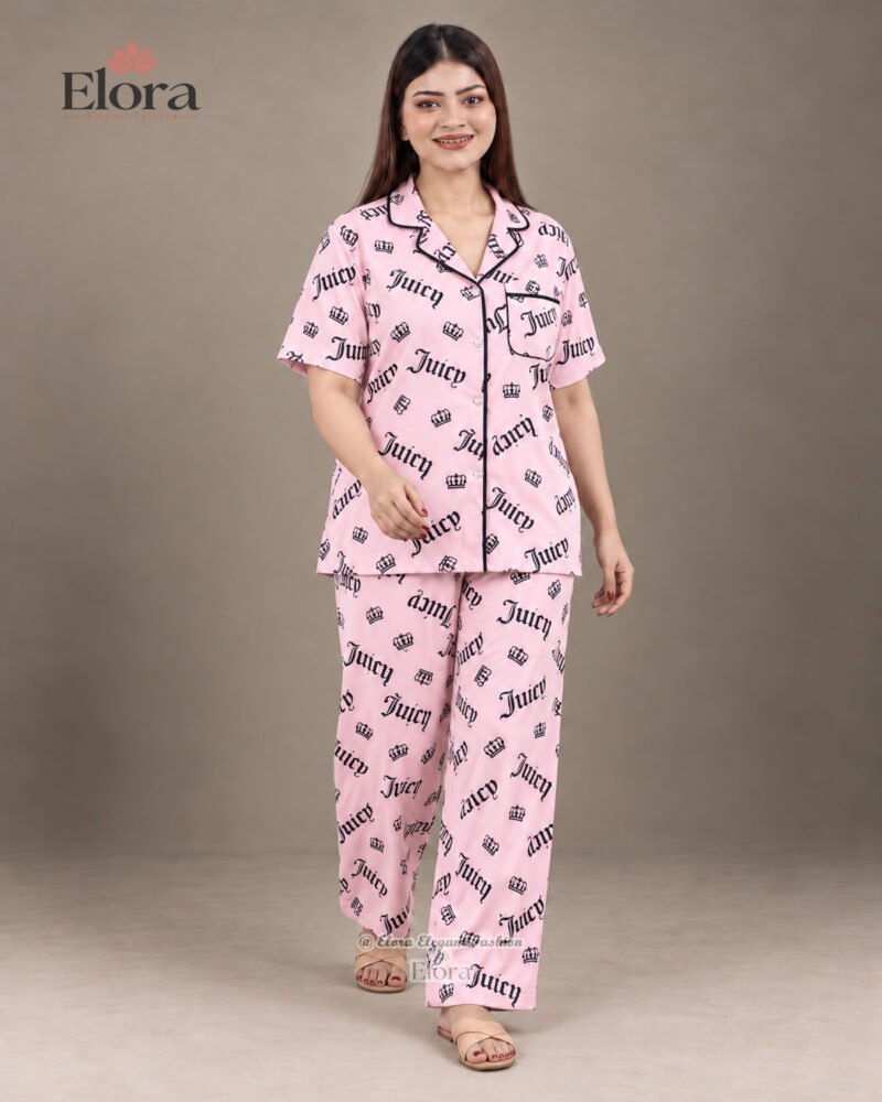 Premium Plus Size Powder Pink Gothic PJ Set
