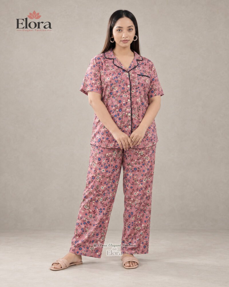 Elora Plus Size Dusty Rose Wildflower PJ Set