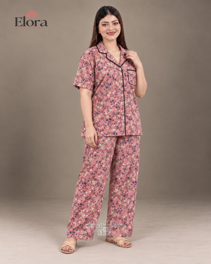 Elora Plus Size Dusty Rose Wildflower PJ Set - Image 2